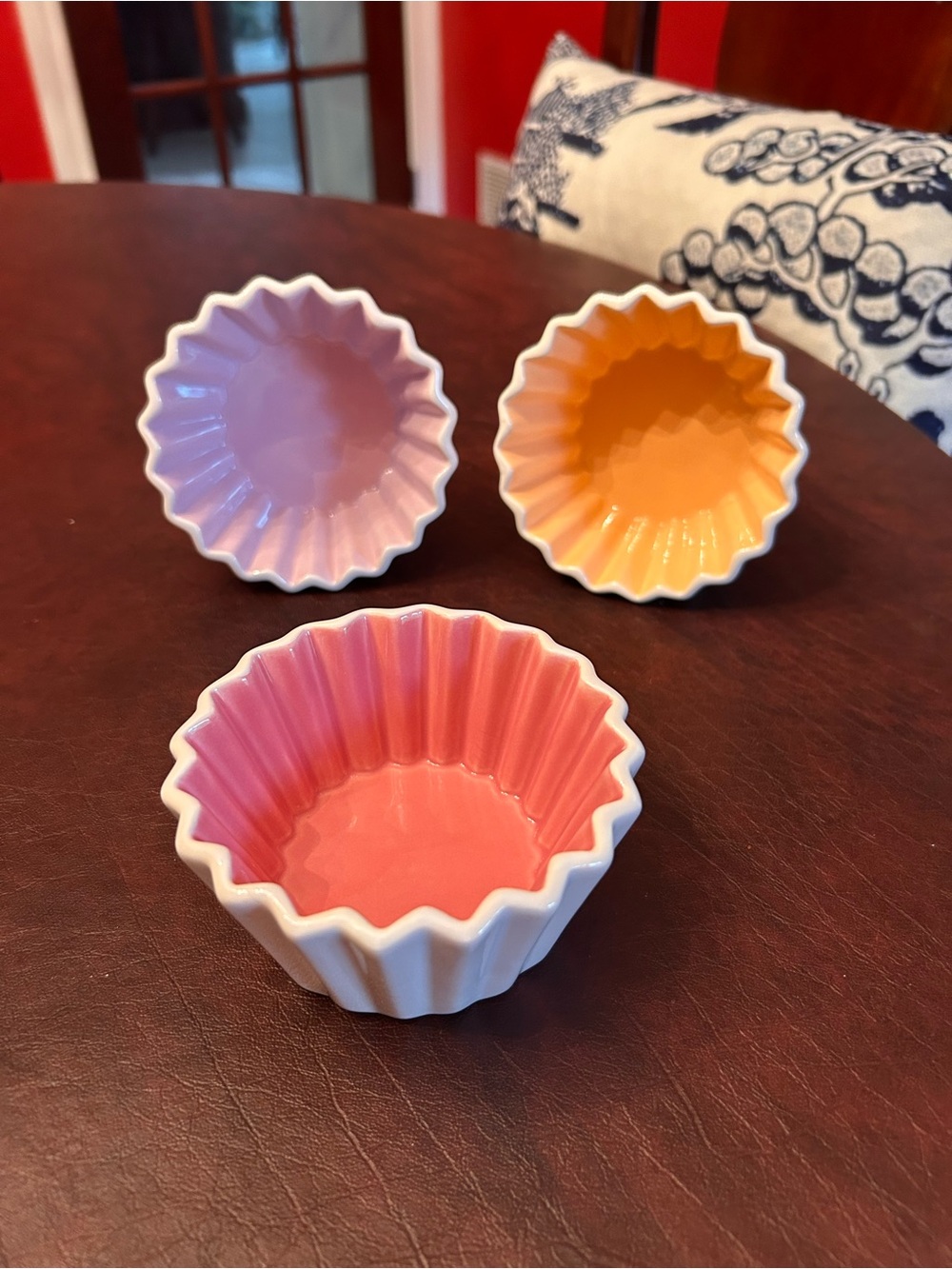 Set of 3 Ceramic Fluted Candy Dishes in Pink, Lavender, and Yellow By Hallmark